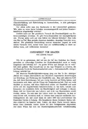 Handarbeit für Knaben