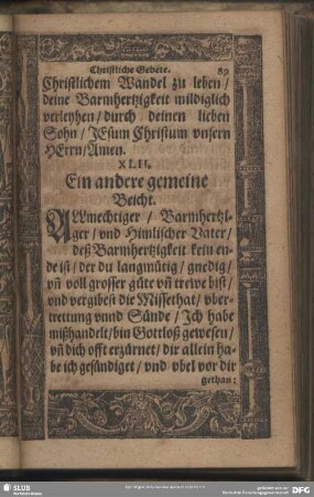 XLII. Ein andere gemeine Beicht