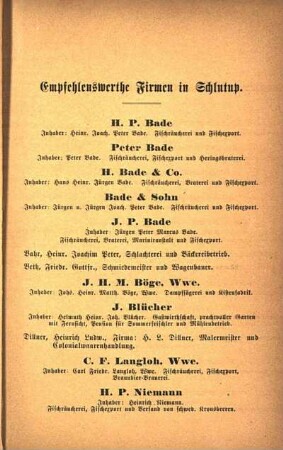 Empfehlenswerthe Firmen in Schlutup.