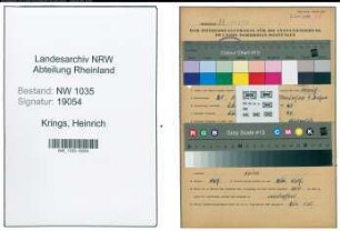 Entnazifizierung Heinrich Krings , geb. 21.11.1886 (Steiger)