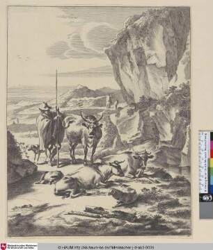 [Der Hirt mit dem langen Stabe; Herd with his staff, in rocky landscape]