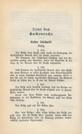 Drittes Buch. Sachenrecht