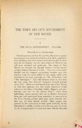 The Town and city Government of New Haven