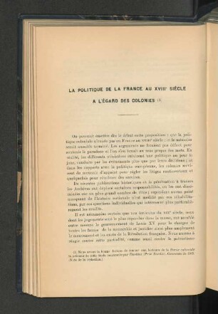 La politique de la frnace au XVIII siecle a l'egard des colonies
