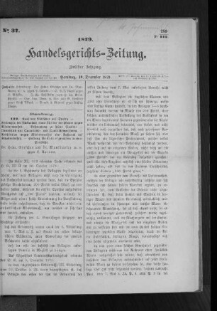 No 37 1879. Handelsgerichts-Zeitung.