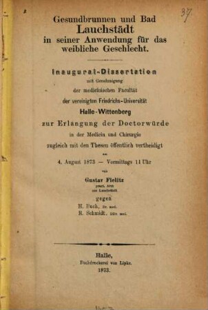 Gesundbrunnen und Bad Lauchstädt in seiner Anwendung für das weibliche Geschlecht