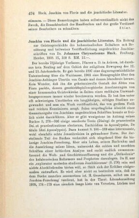 476-477 [Rezension] Huck, Johannes Chrysostomus, Joachim von Floris und die joachitische Literatur