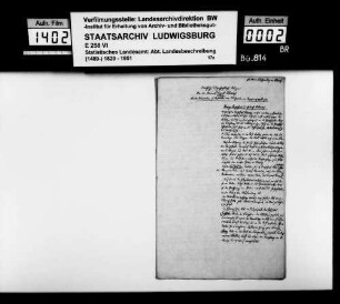 Statistische und geschichtliche Notizen zu den alten Territorien im Oberamtsbezirk Biberach, [von Kanzleiassistent Rigel im STB] extrahiert aus Material des bayerischen Regierungsdirektors von Raiser