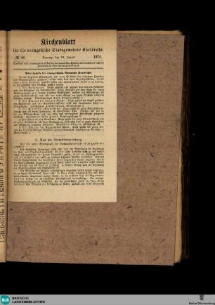 Karlsruher Tagblatt, Kirchenblatt für die evangelische Stadtgemeinde Karlsruhe No. 44