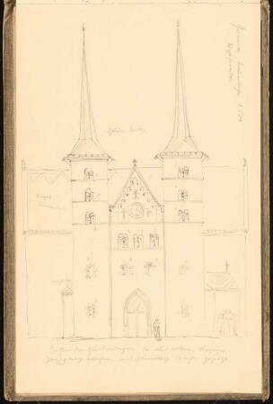 Skizzenbuch 1900-1901: Frauenkirche in Grimma, Fassade: Ansicht