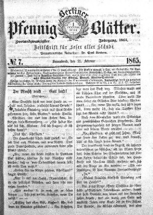 No. 7, Sonnabend, den 11. Februar
