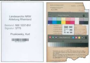 Entnazifizierung Kurt Pruskowsky , geb. 14.05.1893 (Materialverwalter)