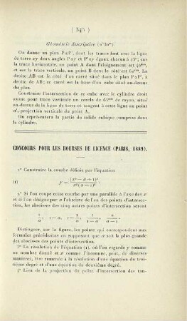 Concours pour les bourses de licence (Paris, 1889).