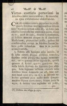 18-31, Virtus corticis peruviani in febribus inter mittentibus, & cautelae in ejus exhibitione observandae.