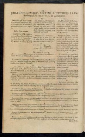 Johannis-Georgii, Septimi Electoris Brandenburgici Posteritas
