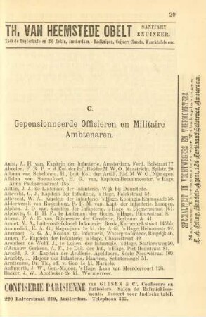 C. Gepensionneerde officieren en militaire ambtenaren