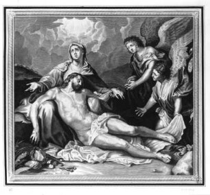 Beweinung Christi : Landry, Pierre nach Dyck, Anton van. Kopie nach Vorsterman, Lucas . Beweinung Christi. Kupferstich; 35,9 x 40 cm. Dresden: Kupferstich-Kabinett A 33121 in A 1284, 3, van Dyck, Tom III (S. 70)