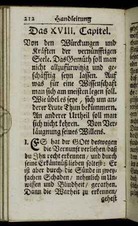 Das XVIII. Capitel. Von den Würckungen und Kräften der vernünfftigen Seele.[...]