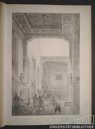 89 (XXI.). Vue intérieure de la salle d'été de la maison au Quartier-Hauch Kadan. p. coste del. Imp: chez, L. Letronne. 15. Quai Voltaire. E. Ollivier SC.