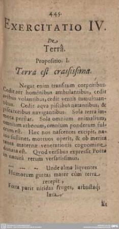 Exercitatio IV. De Terra.