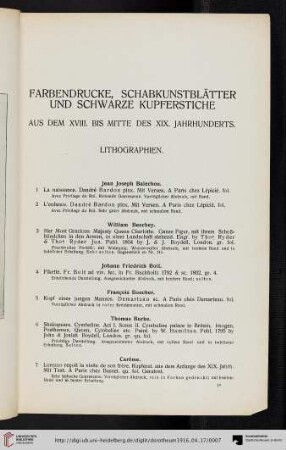Farbendrucke, Schabkunstblätter und schwarze Kupferstiche (Nr. 1-129)