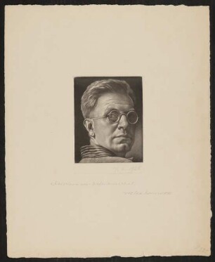 Radierung (Selbstportrait) von Victor Hammer mit Widmung an Christiane von Hofmannsthal