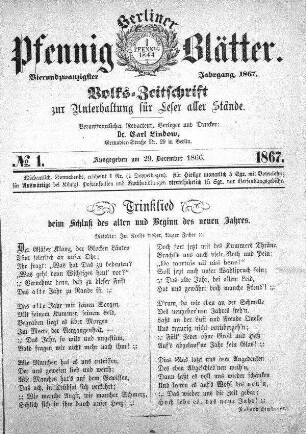 No. 1, Ausgegeben am 29. December 1866