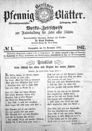 No. 1, Ausgegeben am 29. December 1866