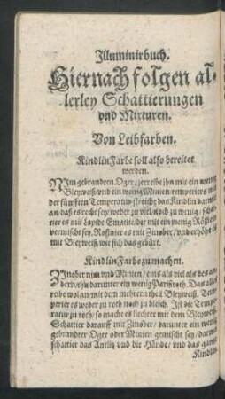 Hiernach folgen allerley Schattierungen und Mixturen.