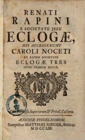 Renati Rapini ... Eclogae