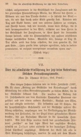 98-114 Über die allmähliche Einführung der jetzt beim Rosenkranz üblichen Betrachtungspunkte