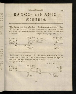 25-32, Banco- und Agio-Rechnung