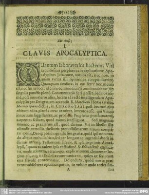 I. Clavis Apocalyptica