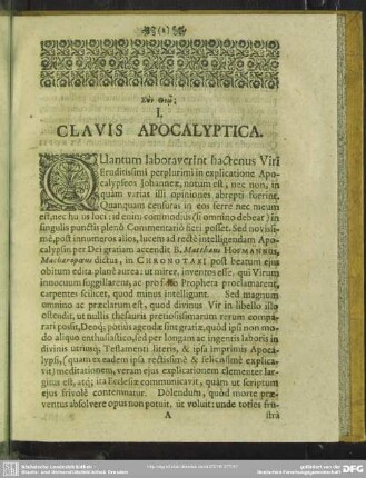 I. Clavis Apocalyptica