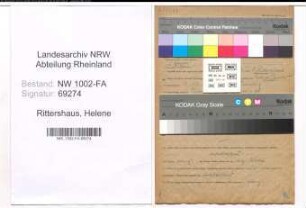 Entnazifizierung Helene Rittershaus, geb. 03.12.1890 (Kontitorei)