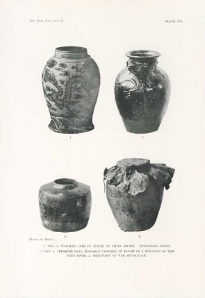 Plate XII. 1 and 2. Chinese jars in house of chief Mandí ... 3 and 4. Imported jars, probagly chinese, in house of ...