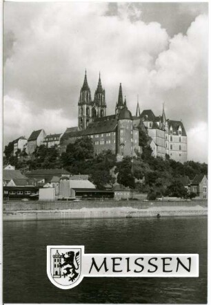 Meißen. Burgberg mit Elbe, Stadtwappen