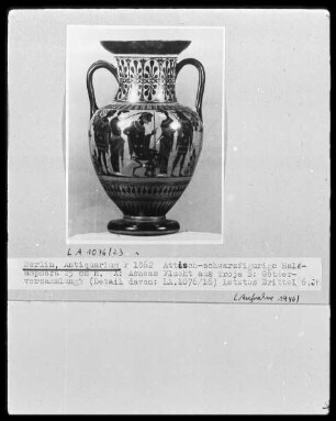 Halsamphora — Geburt der Athene, Eileithyia und Hermes / Götterversammlung