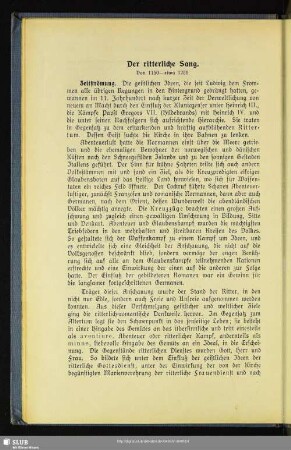 Der ritterliche Sang : Von 1150-etwa 1250