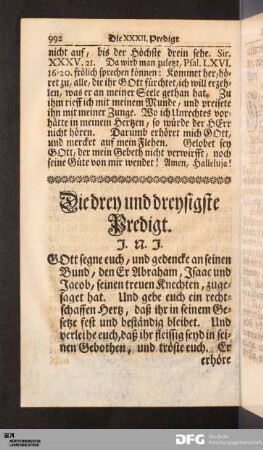 Die drey und dreysigste Predigt.