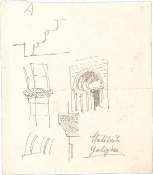 Schmidt, Friedrich von; Skizzen und Reisezeichnungen - Portal (Perspektive); Pfeiler (Details); Details
