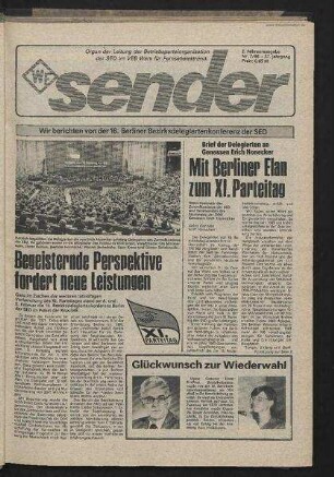 Betriebszeitung 'WF-Sender', Nr.7/1986 (2. Februarausgabe 1986)