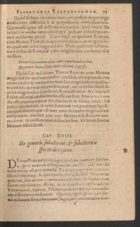 Cap. XVIII. De generis subalterni et subalternae speciei divisione.