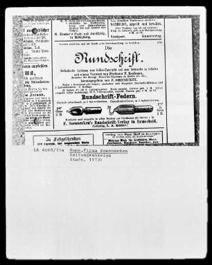 Zeitungsanzeige der Schreibwarenfabrik F. Soennecken, Bonn
