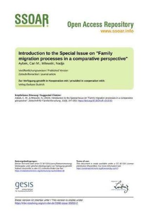 Introduction to the Special Issue on "Family migration processes in a comparative perspective"