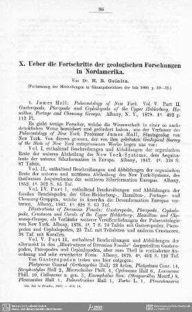 Ueber die Fortschritte der geologischen Forschungen in Nordamerika
