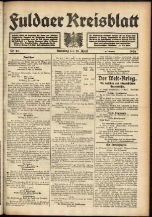 Ausgabe vom Dienstag, den 18. April 1916.