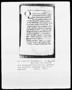 Vita Annonis minor und andere — Initiale Q, Folio 55 verso