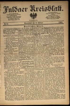 Erste Ausgabe vom Samstag, den 10. Februar 1900.