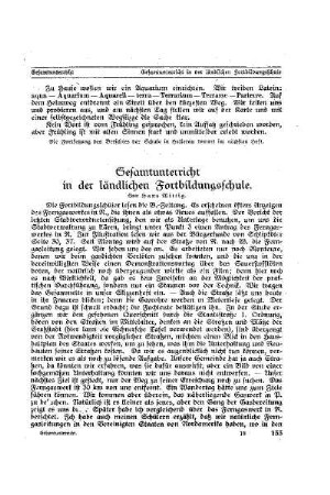 Gesamtunterricht in der ländlichen Fortbildungsschule : [Beilage Gesamtunterricht]